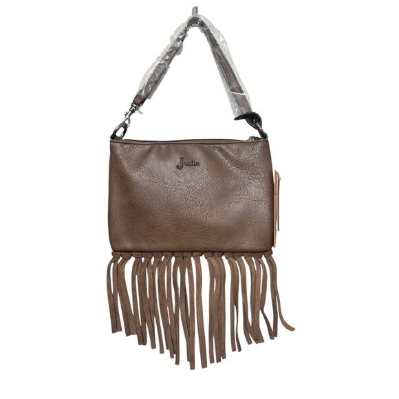NWT! Justin Women's Blue Western Fringe Convertible Mini Shoulder Wristlet Bag - Picture 3 of 6